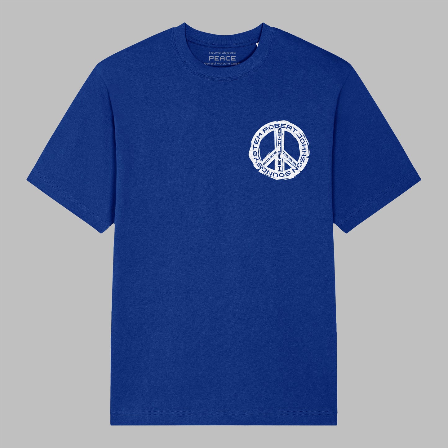 70% at checkout - "Found Objects: Peace by Gerald Holtom!" - Shirt - WORKER BLUE