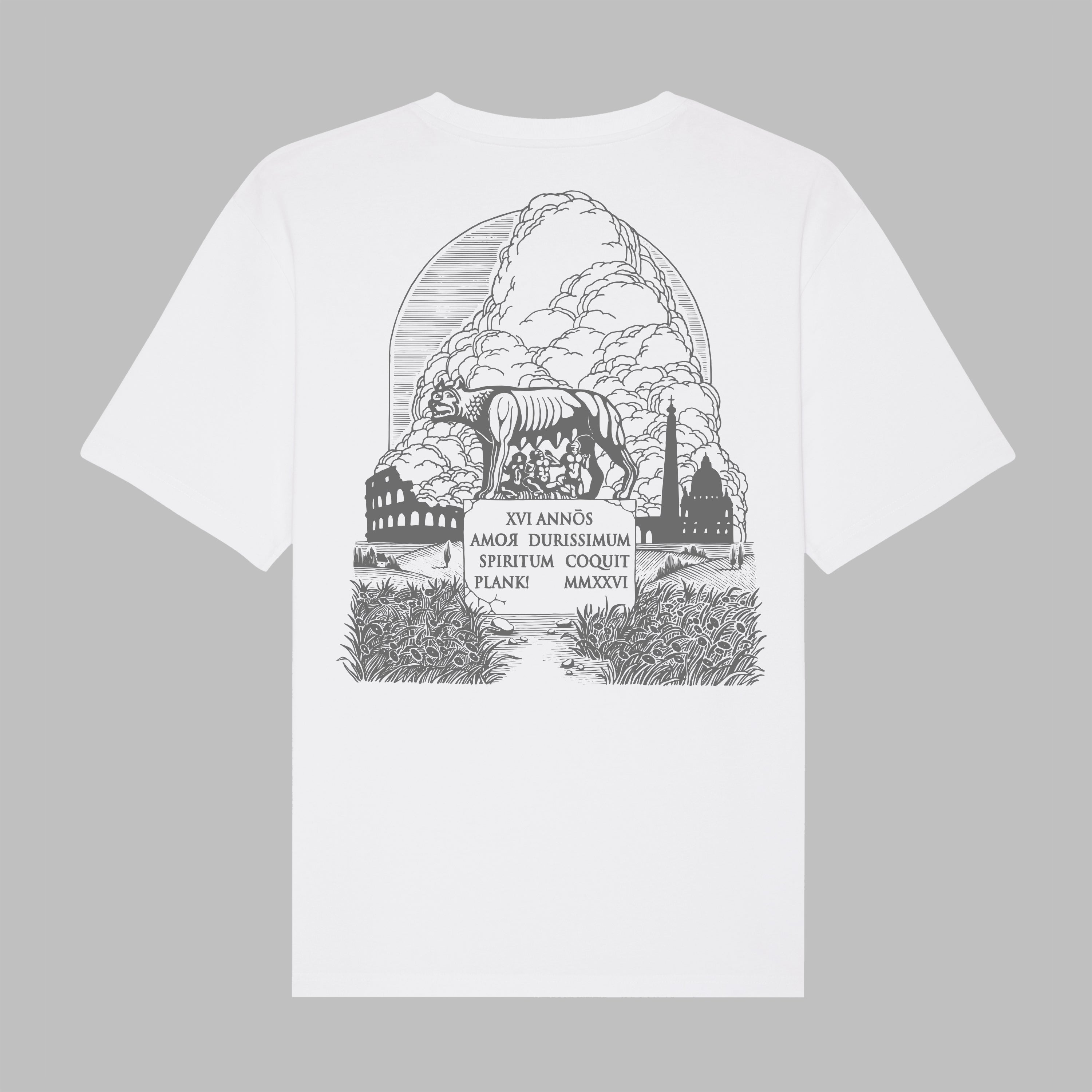 PLANK! AMOR – White / Gray Shirt