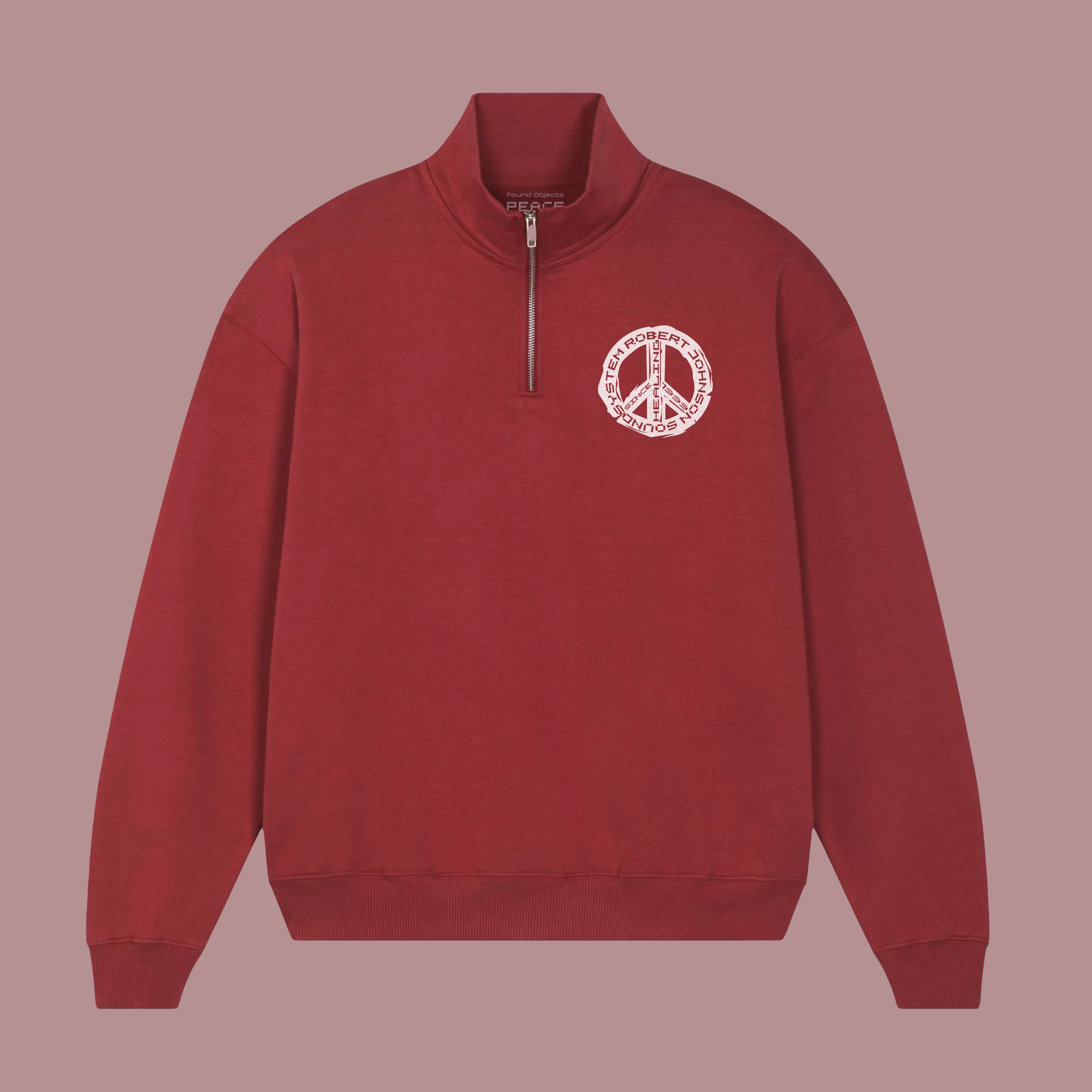 "Found Objects: Peace by Gerald Holtom!" - ZIP SWEATSHIRT - RED