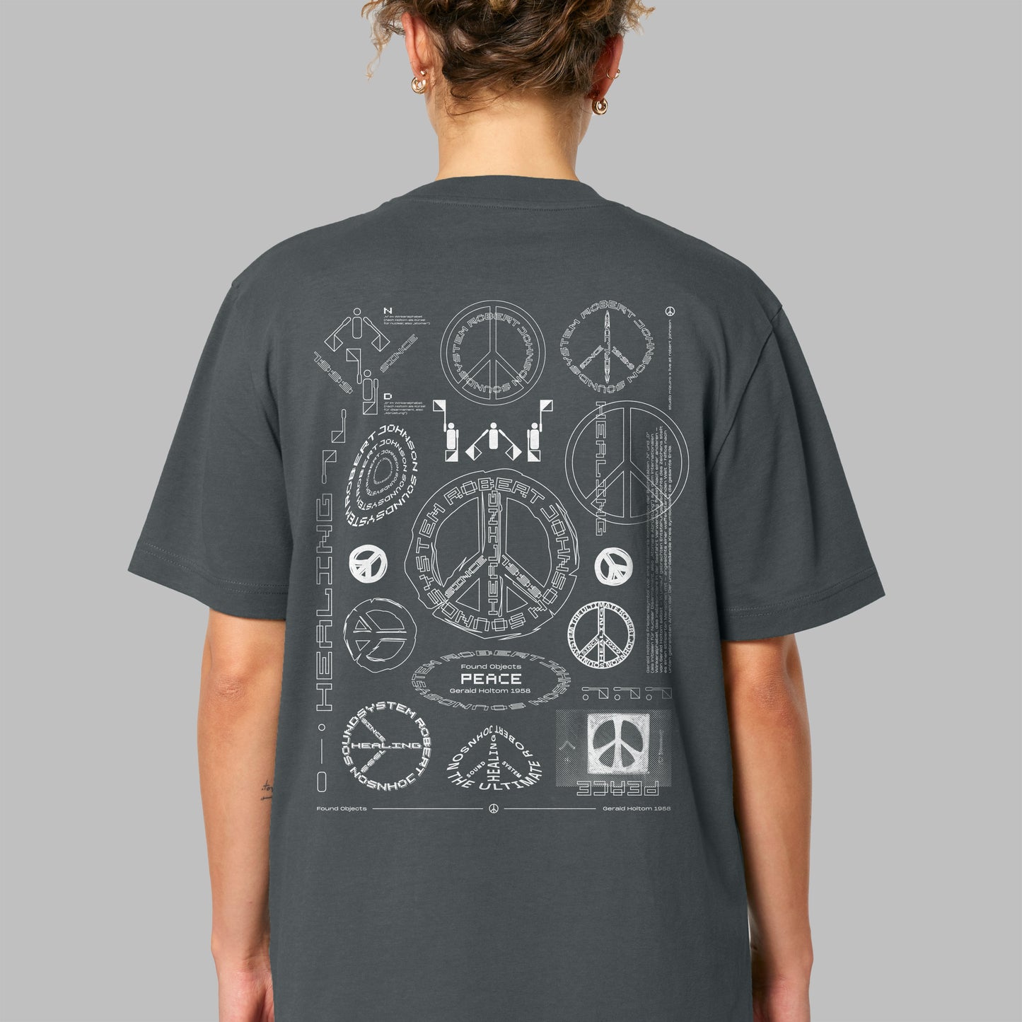 "Found Objects: Peace by Gerald Holtom!" - Shirt - ANTHRACITE