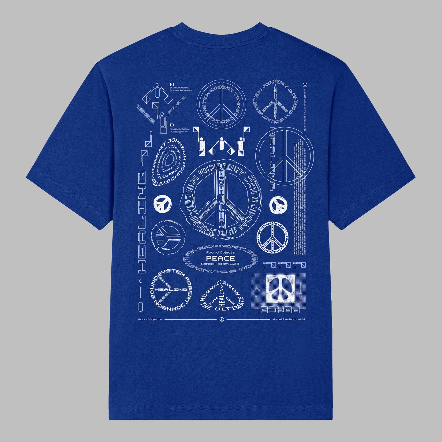 70% at checkout - "Found Objects: Peace by Gerald Holtom!" - Shirt - WORKER BLUE