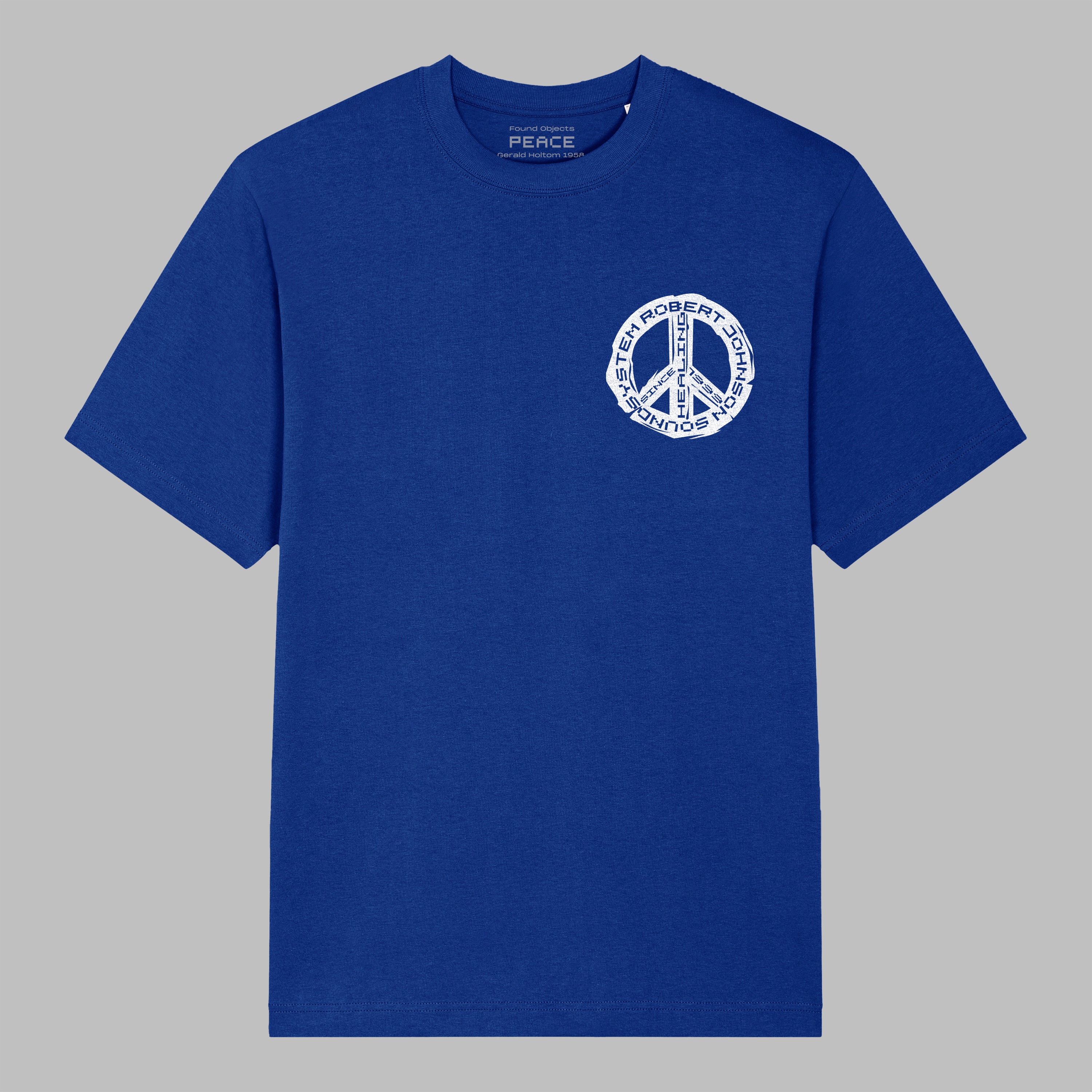 70% at checkout - "Found Objects: Peace by Gerald Holtom!" - Shirt - WORKER BLUE